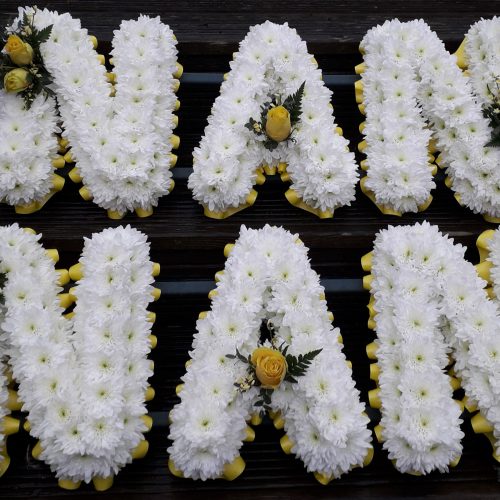 Based Letters funeral tribute flowers Watford, Kings Langley, Hemel